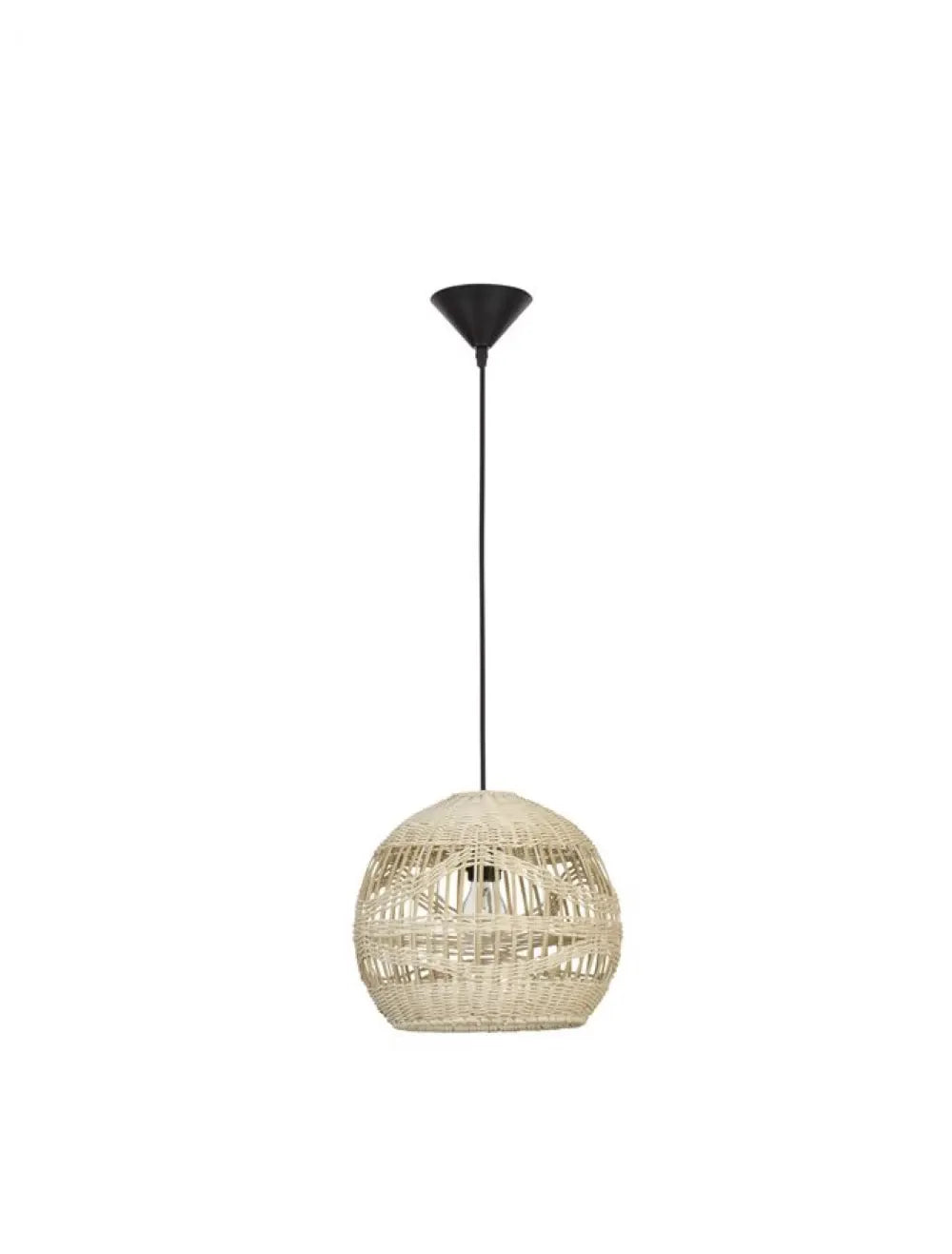 Pendul structura din Metal Negru si abajur din Ratan Bej H195xL30cm IP20 MARLO