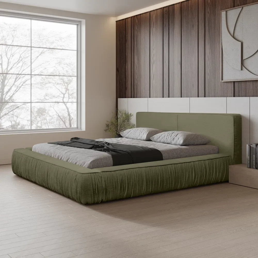 Pat 160x200cm tapitat cu Chenille Verde Naomi