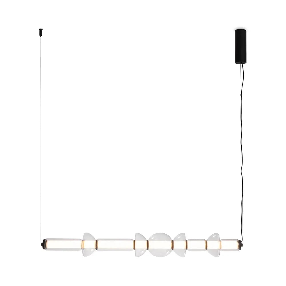 Lustra din Aluminiu Negru si Sticla Transparent L98xH137.5cm 39W 4800lm 3000k Cosmo