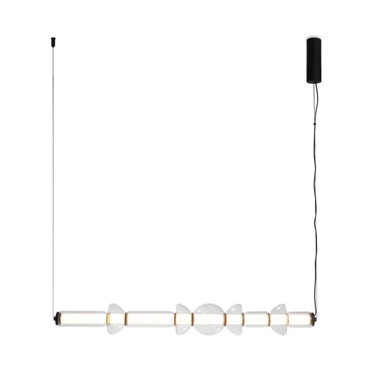 Lustra din Aluminiu Negru si Sticla Transparent L98xH137.5cm 39W 4800lm 3000k Cosmo