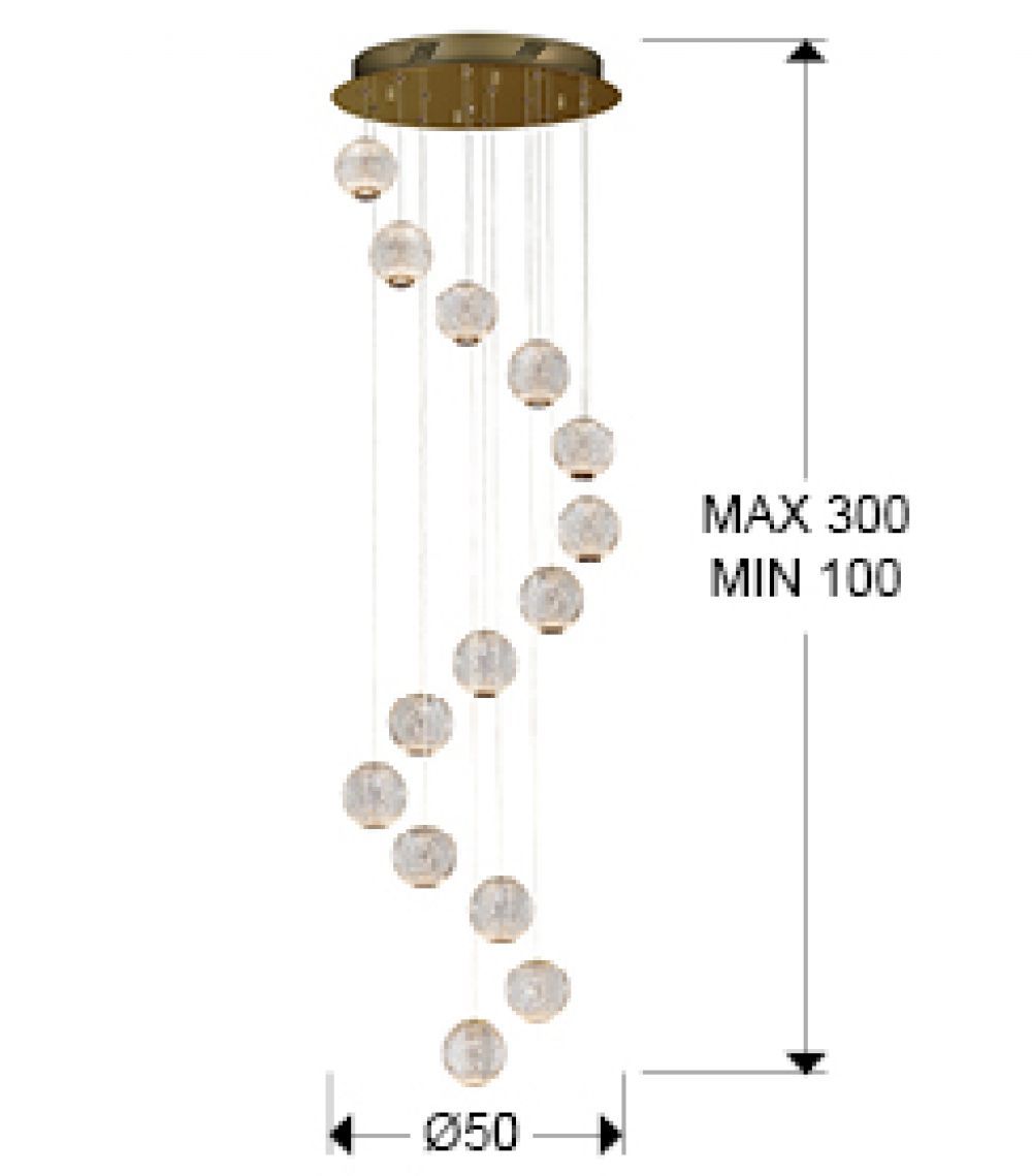 Lustra rotunda cu inaltime reglabila din Sticla Transparent cu LED D50xH300cm Austral