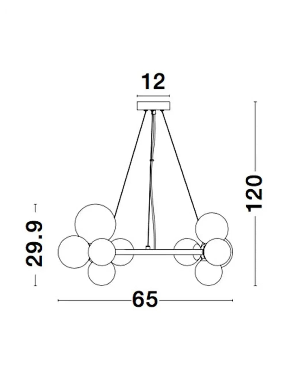 Lustra structura din Metal Negru si abajur din Sticla Transparent H120xL65cm IP20 ODILLIA