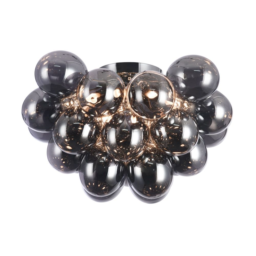 Candelabru Rotund din Metal si Sticla Argintiu/Negru Balbo D50xH32cm