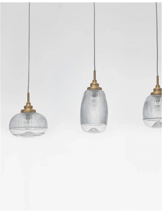 Lustra structura din Metal Auriu si abajur din Sticla Transparent H120xL76.5cm IP20 MOND