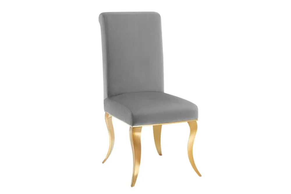 Set 2 scaune tapitat cu Catifea Gri si picioare din Metal Auriu H105xL46xA56cm MODERN BAROCK
