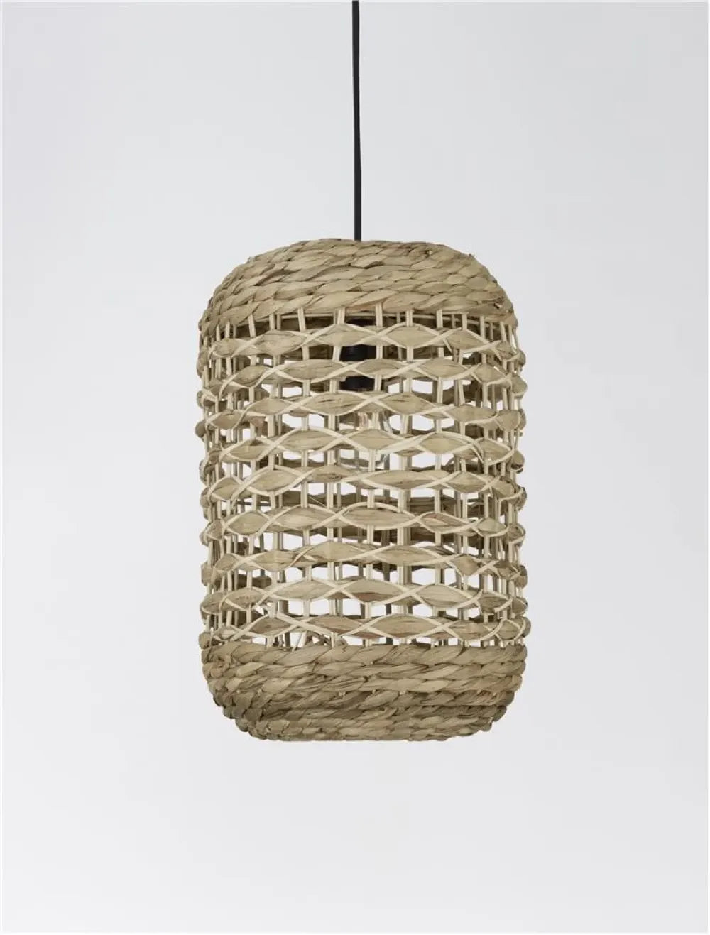 Pendul structura din Metal Negru si abajur din Ratan Bej H185xL27cm IP20 GRIFFIN