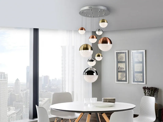 Lustra din Metal Crom si Policarbonat Multicolor 54W D50xH150cm Sphere