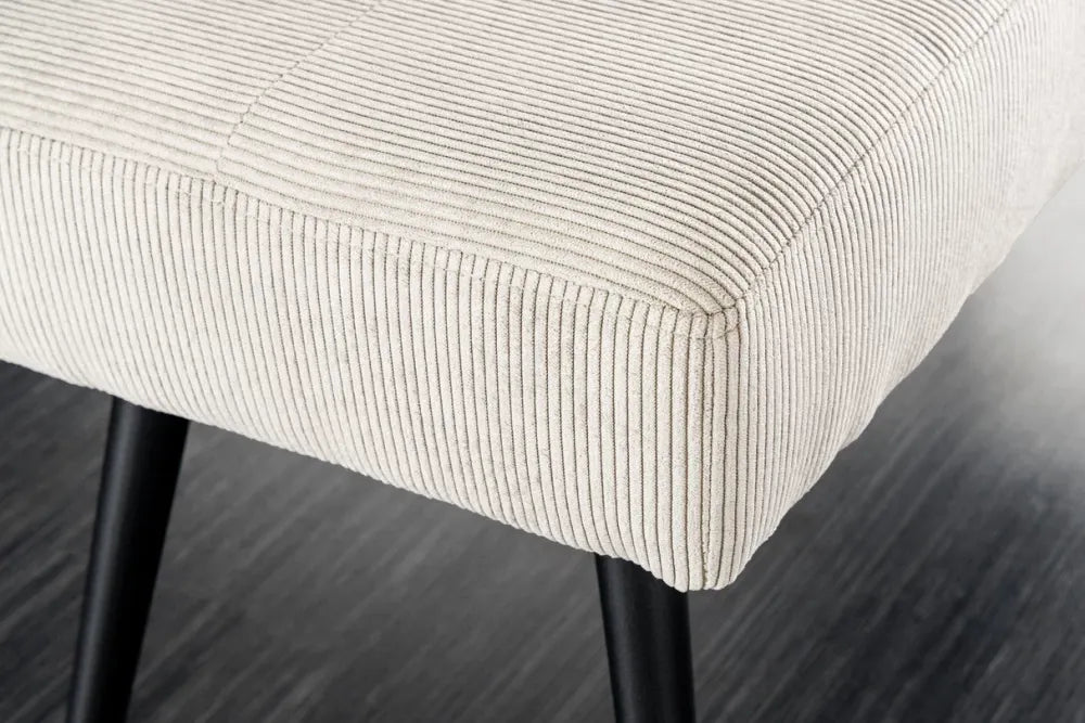 Bancheta din Metal Negru si Catifea raiata Bej H43xL100cm Boutique