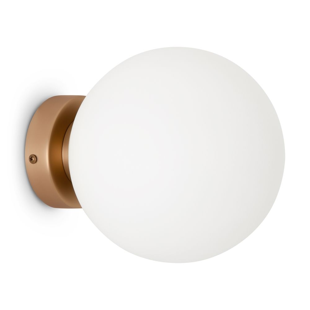 Aplica de perete Metal si Sticla Auriu/Alb D18xH18cm Basic form