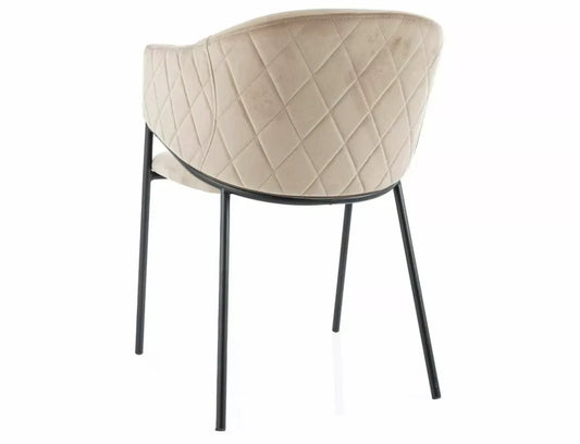 Scaun tapitat cu Catifea Bej cu picioare din Metal Negru H77xL55xA45cm Bono