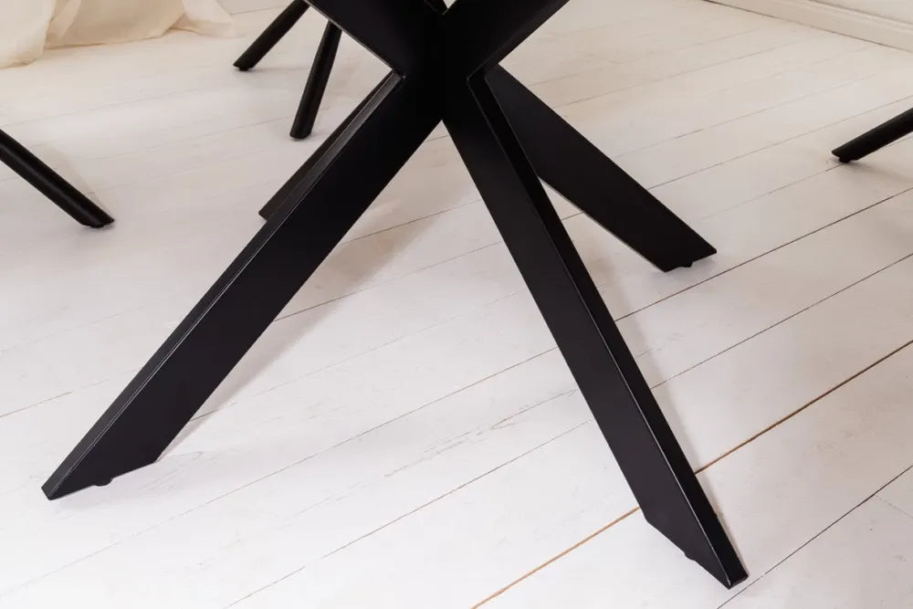 Masa rotunda din Lemn de salcam Maro si Metal Negru D130xH77cm Galaxie