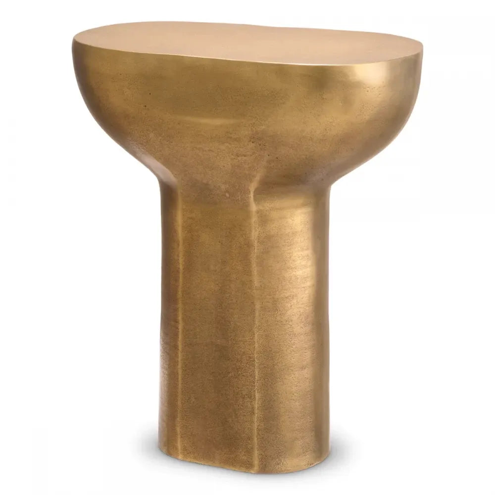 Masuta laterala Ovala din Aluminiu Alama antichizata L40xl25cm Cremona Eichholtz