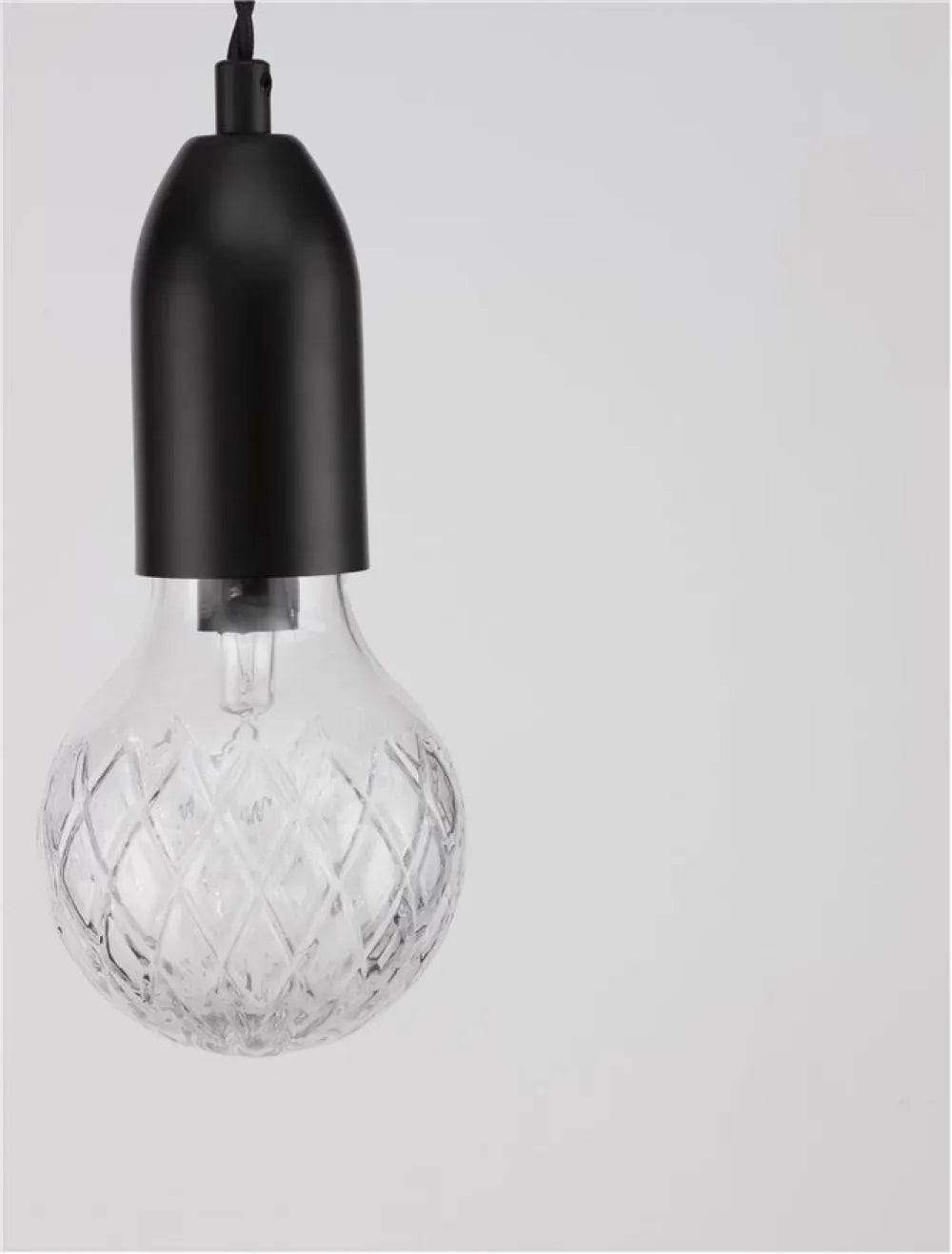 Pendul structura din Metal Negru si abajur din Sticla Transparent H120xL9.5cm IP20 VEDA