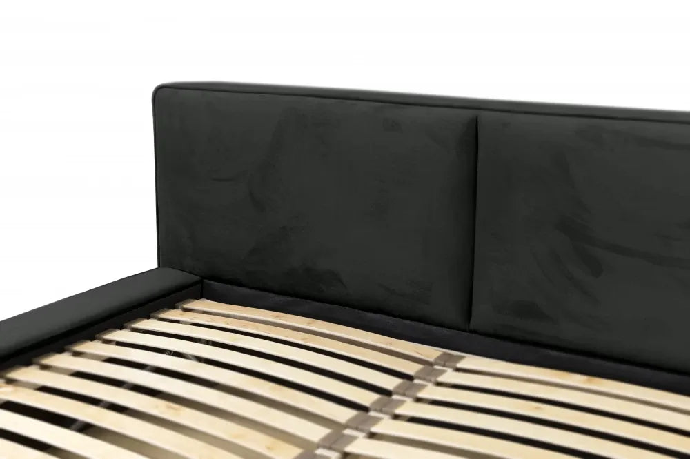 Pat 160x200cm tapitat cu Catifea Gri inchis Naomi