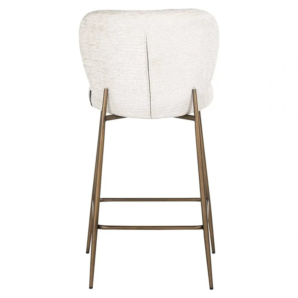 Scaun de insula tapitat cu Stofa Crem cu picioare din Metal Alama H96xL50xA54cm Darby Richmond Interiors
