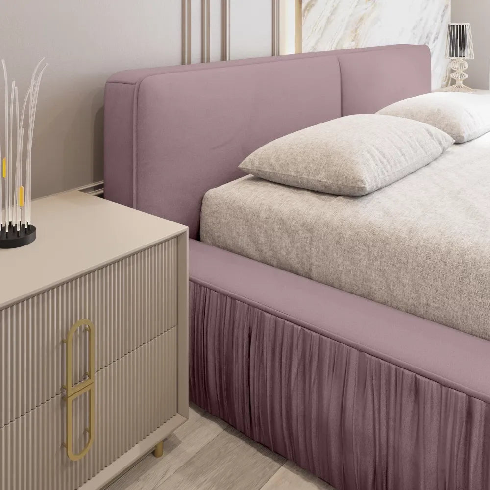 Pat 180x200cm tapitat cu Catifea Roz Naomi