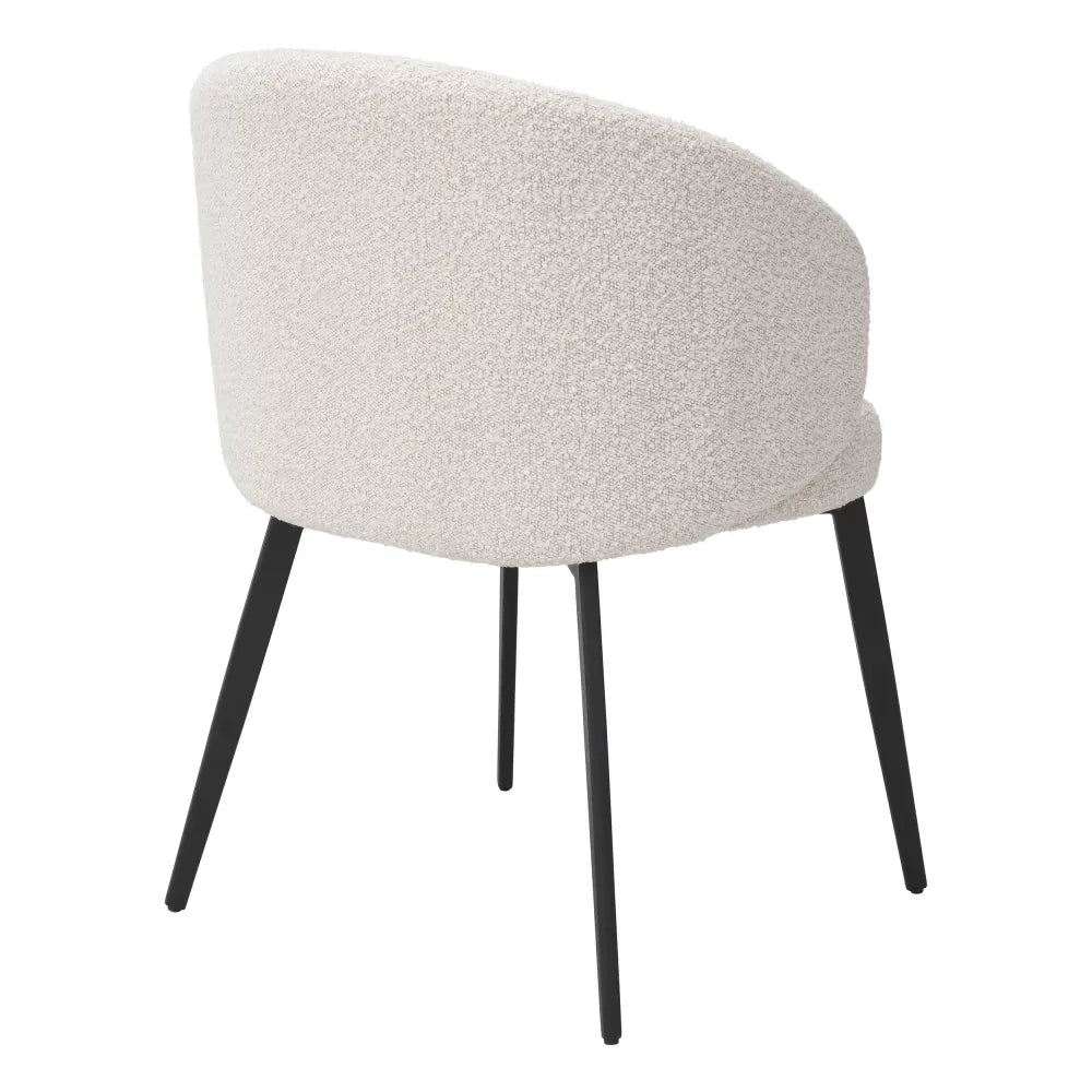 Set 2 scaune cu brate tapitat cu Stofa boucle Crem cu picioare din Metal Negru H79xL56xA58cm Lloyd Eichholtz