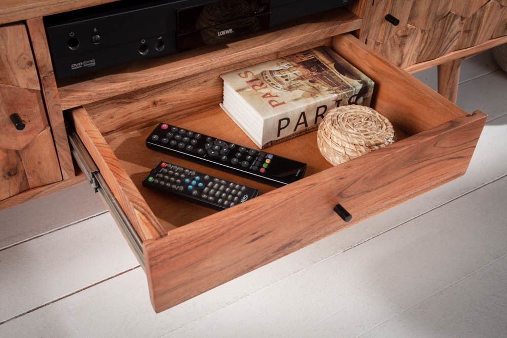 Comoda TV din Lemn masiv de salcam Maro Mystic L140xH45cm