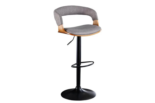 Scaun de bar din Metal Negru si Stofa Gri H81-110xL50cm Manhattan