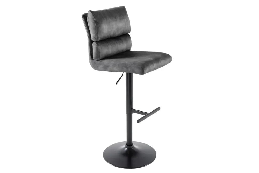 Set 2 scaune de bar din Metal Negru si Catifea Gri inchis H100-121xL45cm Comfort