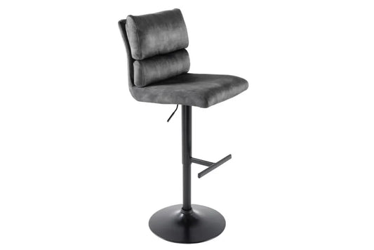 Set 2 scaune de bar din Metal Negru si Catifea Gri inchis H100-121xL45cm Comfort