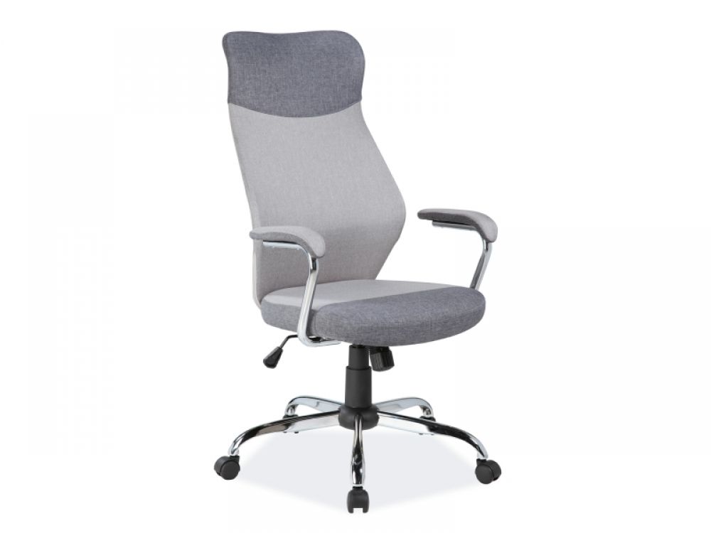Scaun de birou reglabil din Poliester si Metal Gri/Argintiu H112-122xL64xA52cm Q319
