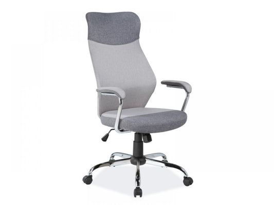 Scaun de birou reglabil din Poliester si Metal Gri/Argintiu H112-122xL64xA52cm Q319