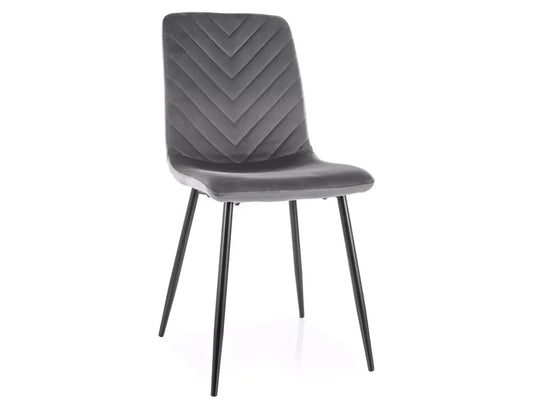 Set 2 scaune din Catifea Gri si Metal Negru Hx91Lx45xAcm Daren