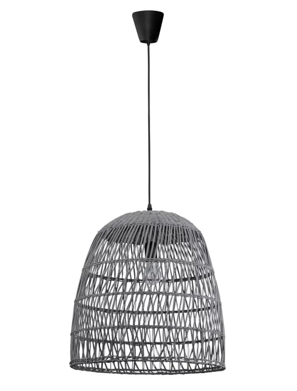 Pendul structura din Metal Negru si abajur din Ratan Gri H250xL46.5cm IP20 DESTIN