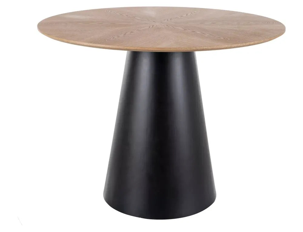 Masa rotunda din MDF+Furnir de stejar Maro si MDF Negru D100xH75cm Angel