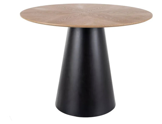 Masa rotunda din MDF+Furnir de stejar Maro si MDF Negru D100xH75cm Angel
