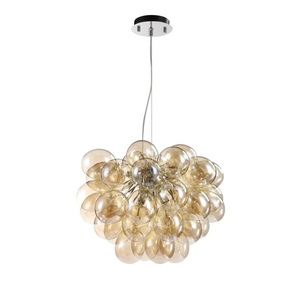 Lustra rotunda cu inaltime reglabila din Sticla Auriu cu 8 becuri D50xH170cm Balbo