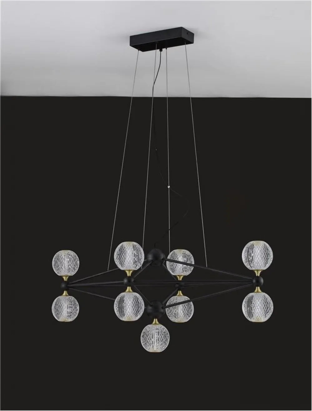 Candelabru structura din Aluminiu Negru si abajur din Acrilic Transparent H120xL96cm IP20 42W 2238lm 3000k BELINDA