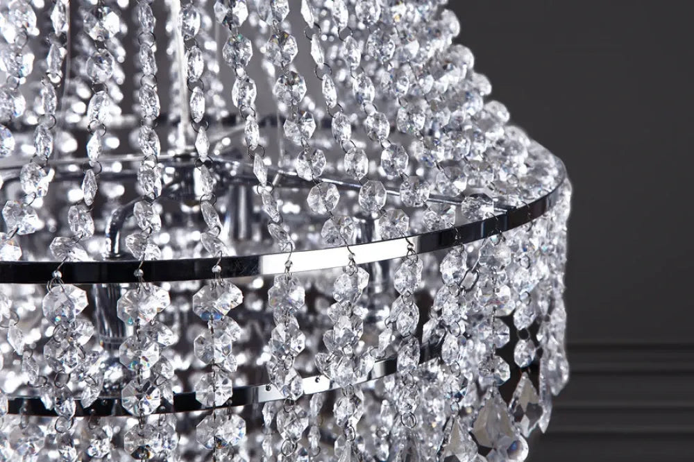Candelabru din Metal Argintiu si material sintetic Transparent D60xH105cm ROYAL XL