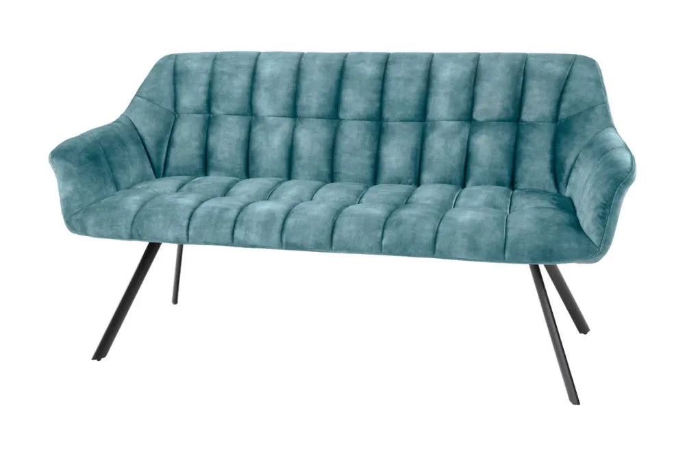 Banca din Metal Negru si Stofa Turcoaz H85xL165cm Papillon