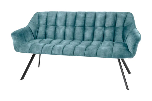Banca din Metal Negru si Stofa Turcoaz H85xL165cm Papillon