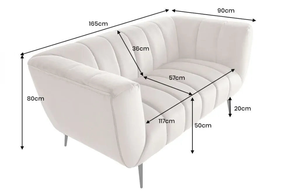 Canapea 2 locuri tapitat cu Catifea Bej L165cm Noblesse