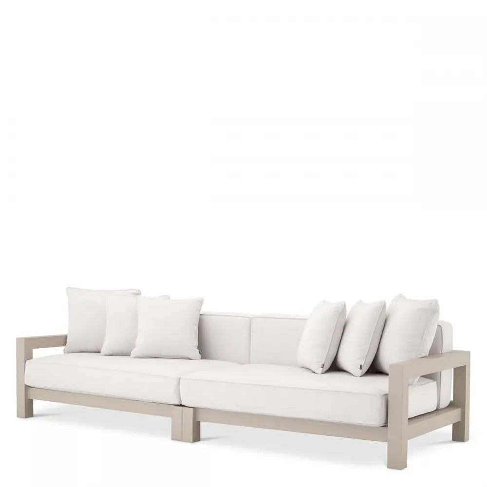 Canapea de exterior din Metal Bej si Stofa Alb H72xL273.5cm Cap-Antibes Eichholtz