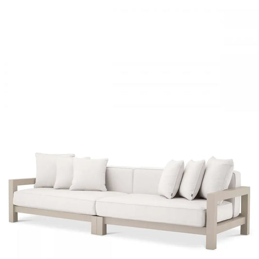 Canapea de exterior din Metal Bej si Stofa Alb H72xL273.5cm Cap-Antibes Eichholtz
