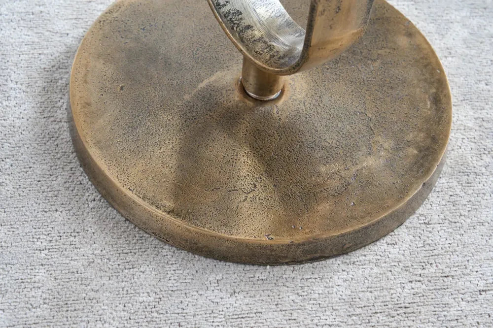 Masuta laterala din Lemn de mango Maro si Metal Auriu D45xH60cm Elegance