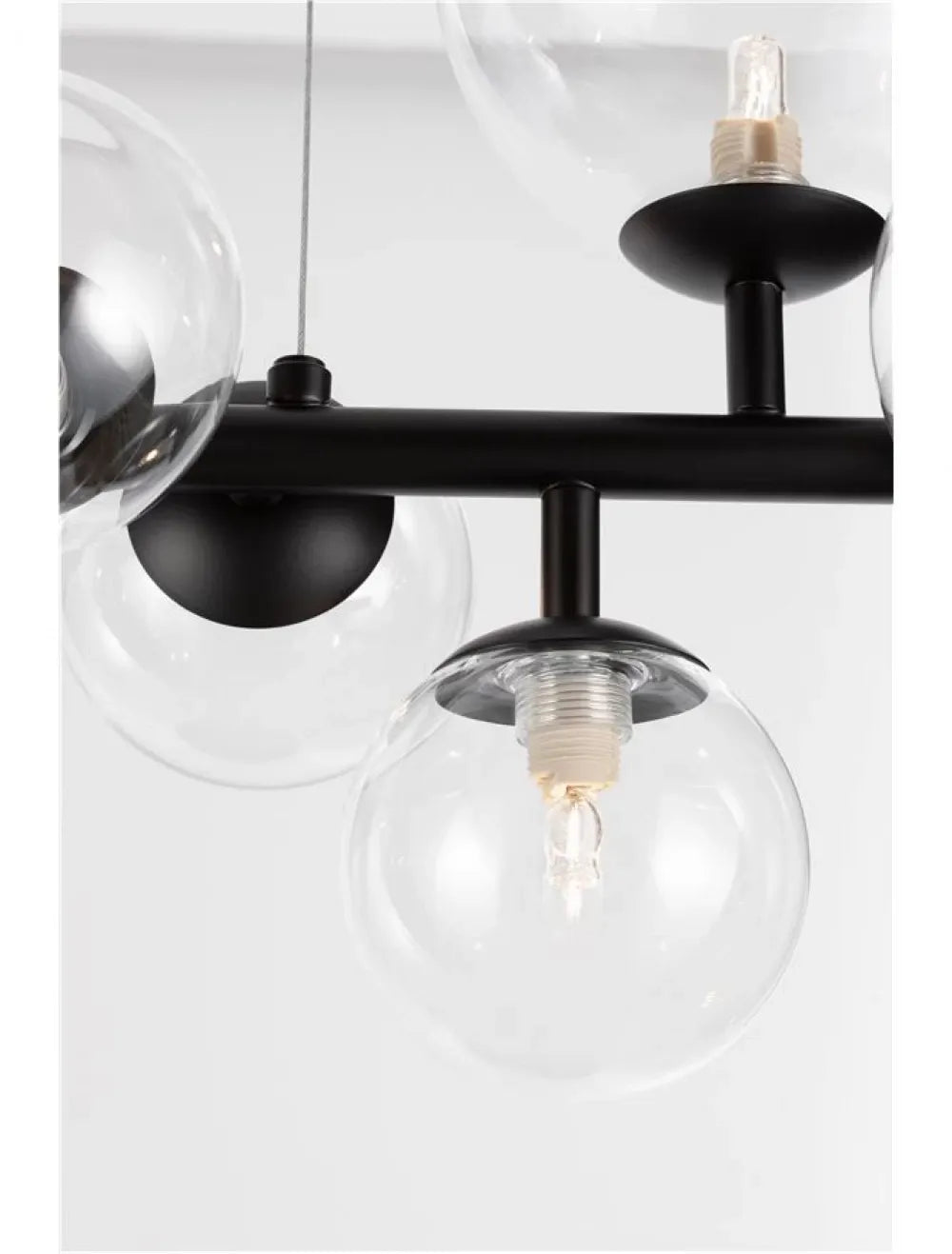 Lustra structura din Metal Negru si abajur din Sticla Transparent H120xL65cm IP20 ODILLIA