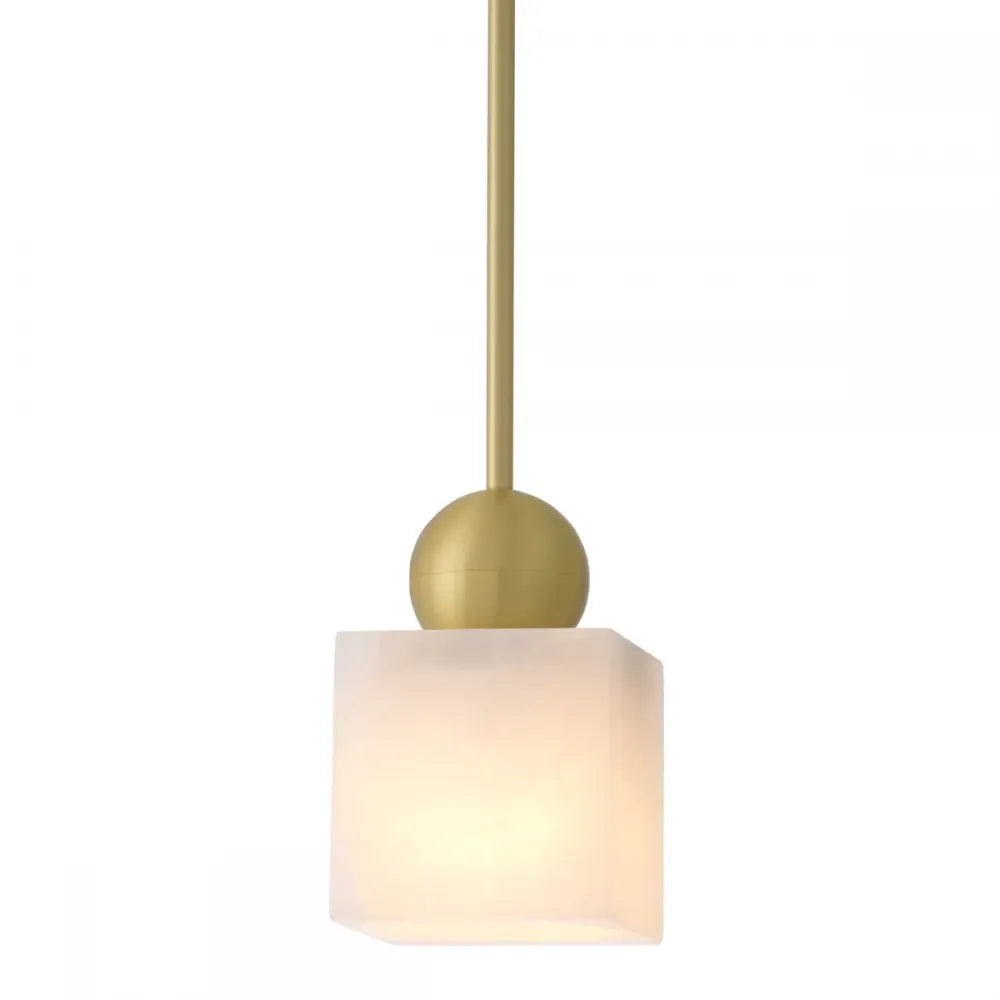 Pendul din Metal Alama si Alabastru Alb H24xL12cm Etruscan Square Eichholtz
