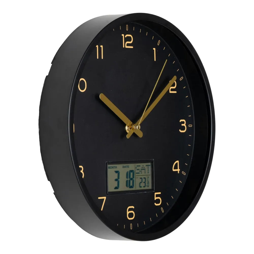 Ceas de perete din Plastic/Sticla Negru/Transparent D25cm Amiens Wall