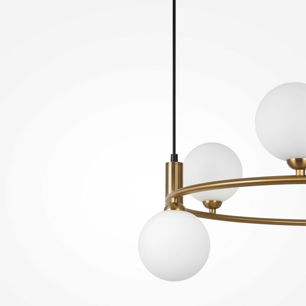 Lustra din Metal si Sticla Alama/Alb cu 6 becuri G9 25W D58xH178cm Ring
