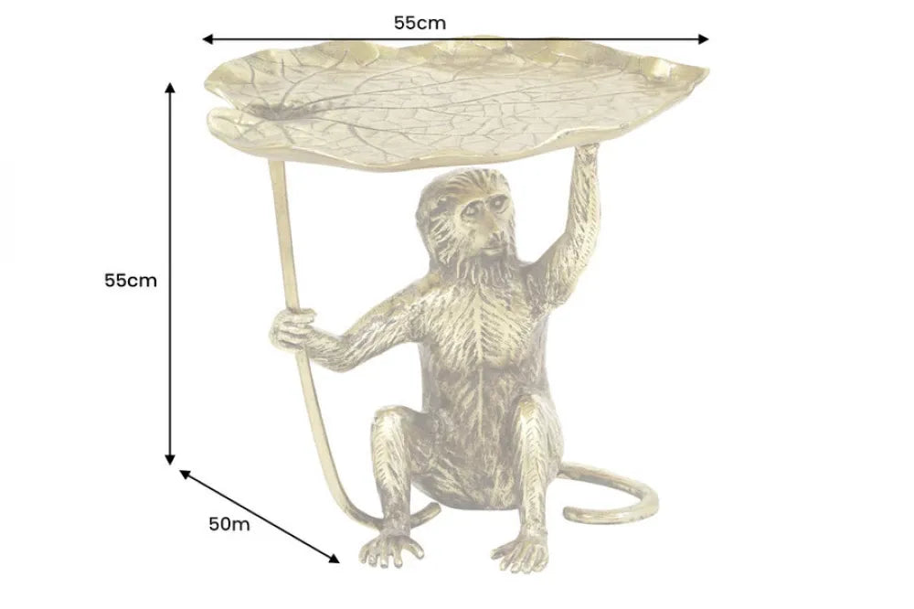 Masuta laterala din Metal Auriu L55xH55cm Wildlife monkey