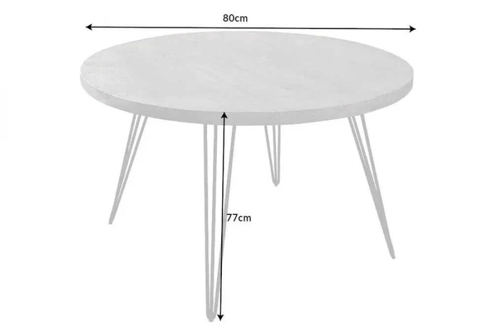 Masa rotunda din Lemn de mango Gri si Metal Negru D80xH77cm Scorpion