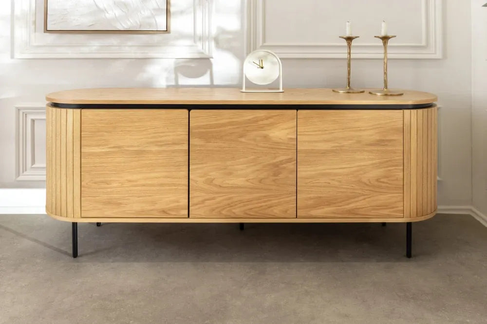 Comoda din MDF/Furnir de stejar Maro si Metal Negru L160xH76cm ATELIER