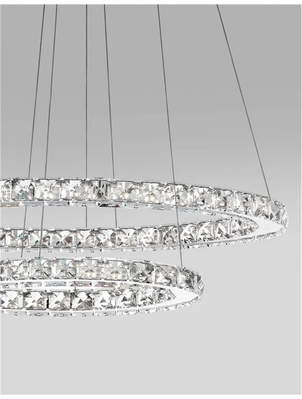 Lustra structura din Aluminiu Argintiu si abajur din Cristal Transparent H120xL64cm IP20 40W 2400lm 3500k CELINE