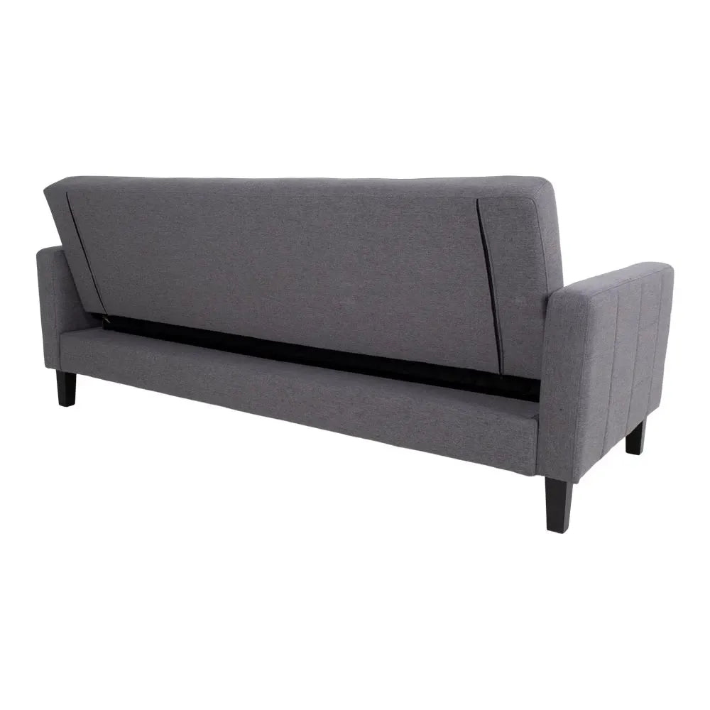 Canapea cu functie pat si spatiu depozitare tapitata cu Stofa Gri L204xH81cm Milton