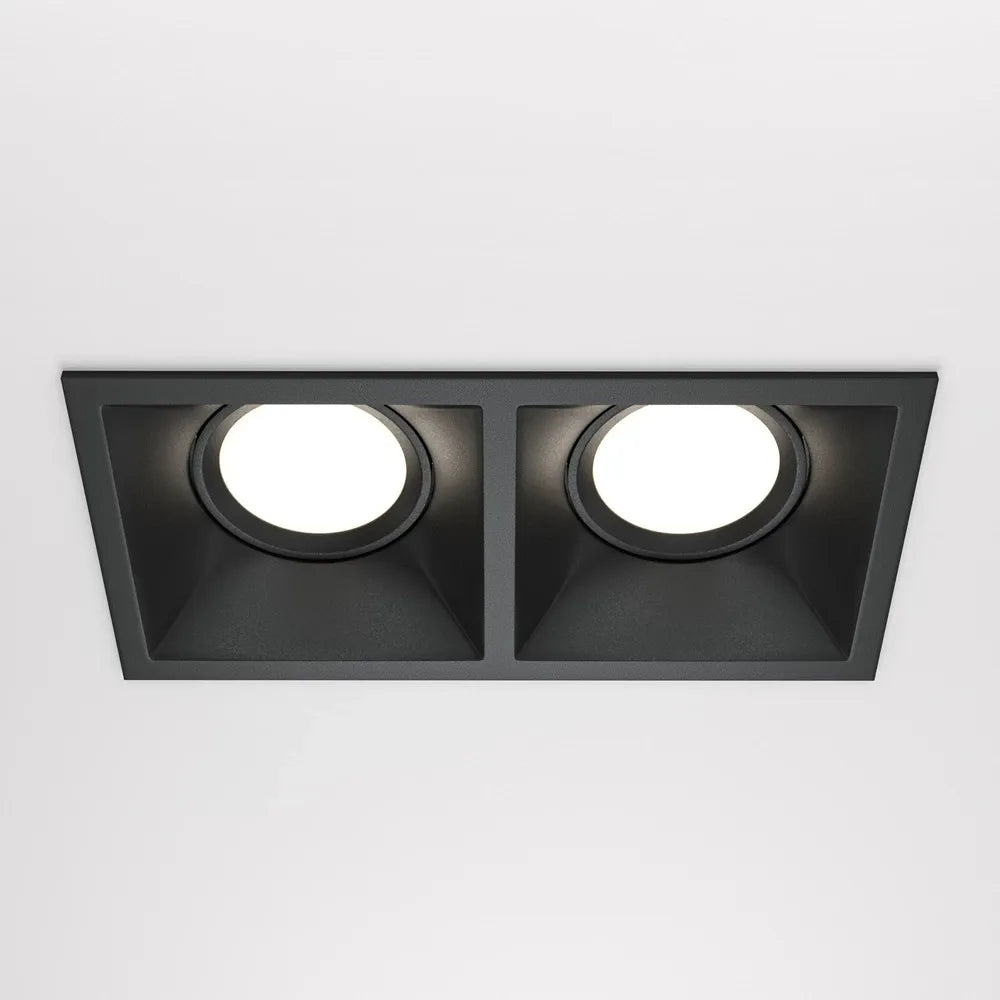 Sport dublu incastrat din Aluminiu Negru H4xL17cm IP 20 GU10 50W Dot